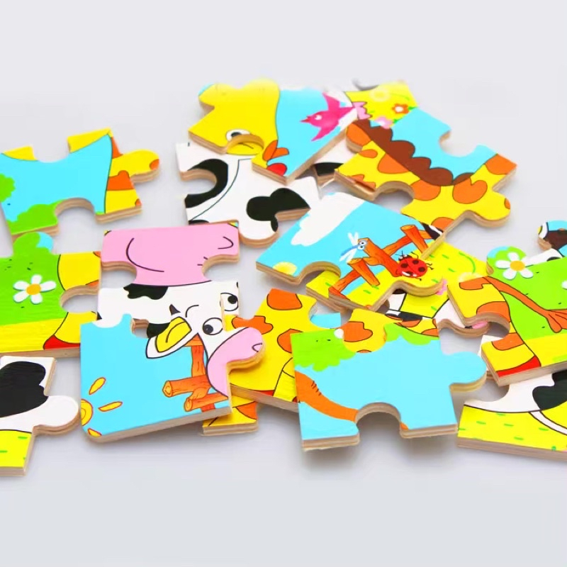 Đồ chơi tranh xếp hình, ghép hình 9 mảnh hình ngộ nghĩnh,size 15*15cm, thông minh phát triển trí tuệ cho bé, gỗ an toànn