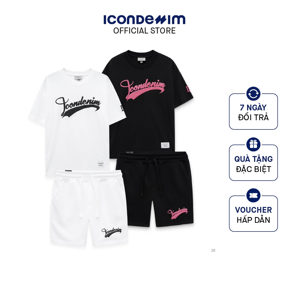 Set Đồ ICONDENIM Logo Black-Pink Printed SEID0025