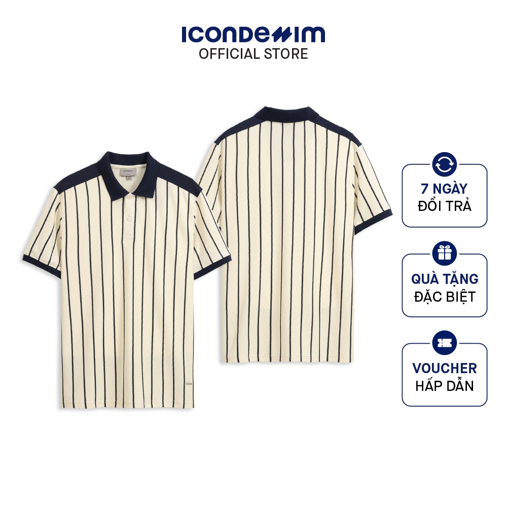 Áo Polo Integrated Logo ICONDENIM On Vertical Stripes PLID0107