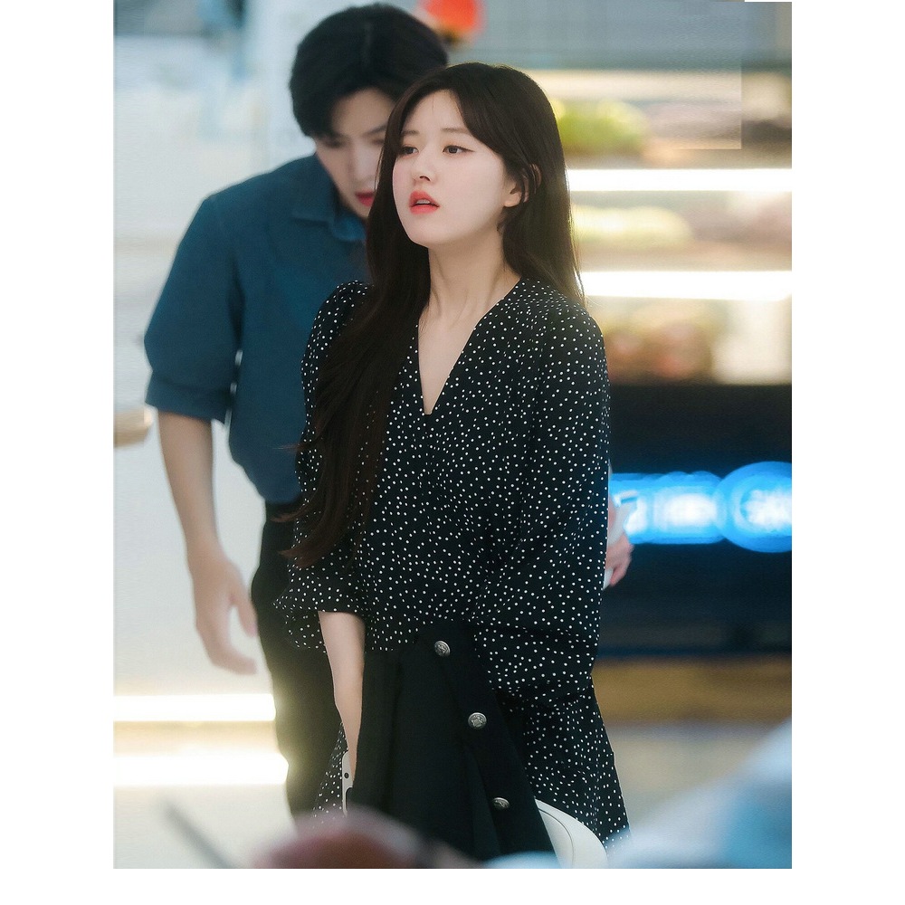 VÁY ĐẦM HOA NHÍ ĐEN CHẤM BI THIẾT KẾ BODY DÁNG NGẮN TAY DÀI ẢNH THẬT