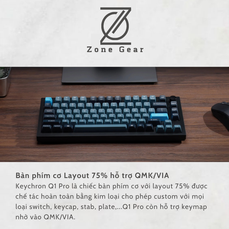 Bàn phím cơ Keychorn Q1 Pro - Mạch xuôi - Led RBG