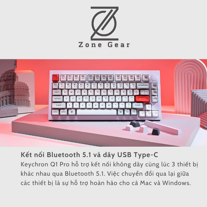 Bàn phím cơ Keychorn Q1 Pro - Mạch xuôi - Led RBG