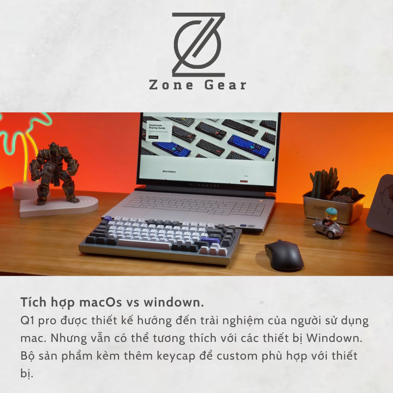 Bàn phím cơ Keychorn Q1 Pro - Mạch xuôi - Led RBG
