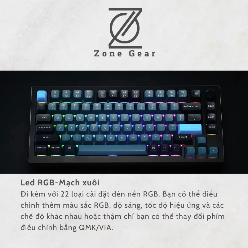Bàn phím cơ Keychorn Q1 Pro - Mạch xuôi - Led RBG