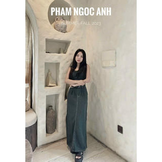 Váy Jean Mốc Cổ Tròn Kèm Đai Dáng Dài Mã S1054