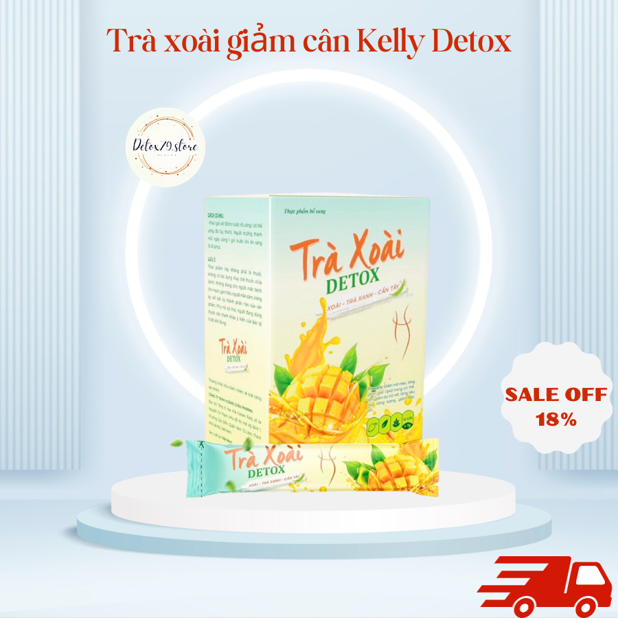 Trà xoài giảm cân Kelly Detox cải tiến mẫu mới 12g h tặng kèm vitamin