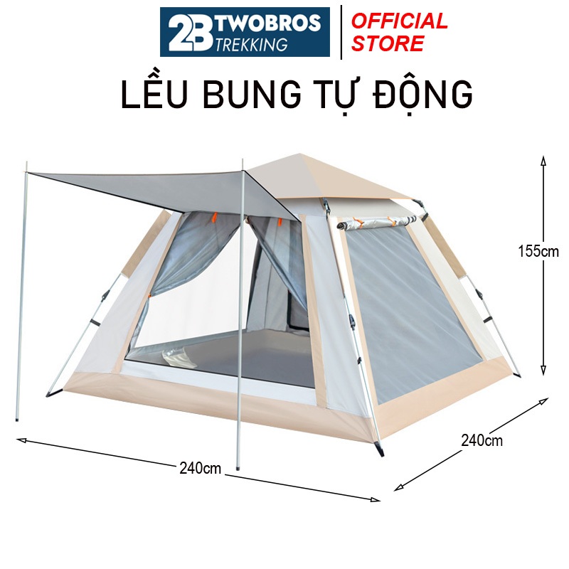 Lều Cắm Trại, Lều Dã Ngoại camping gấp gọn Tự Bung 2 Cửa 2 Lớp Thông T