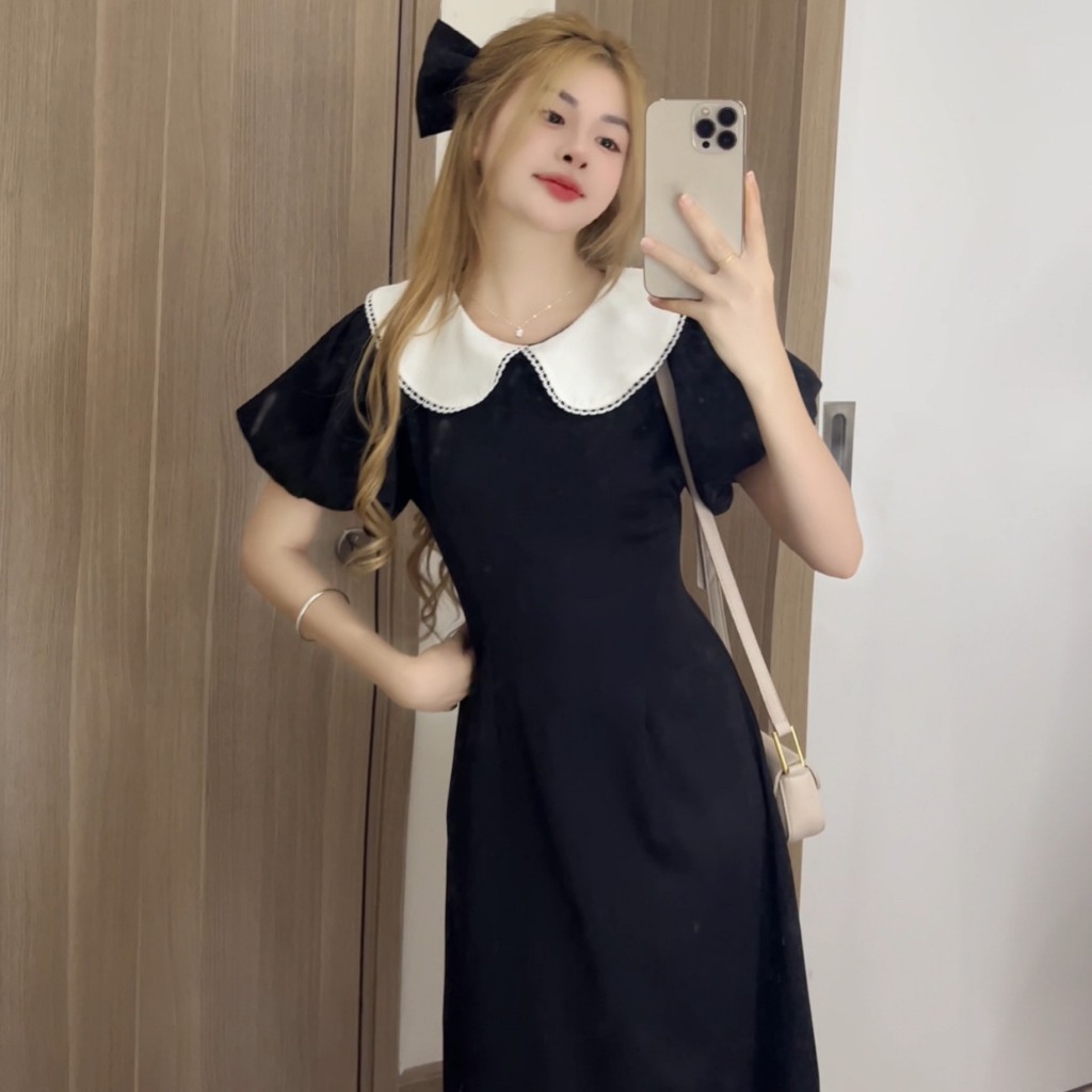 Váy Laila dress dáng dài cổ ren bèo xixeoshop