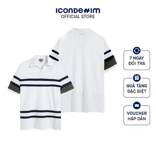 Áo polo nam icondenim regular horizonal stripes plid0103