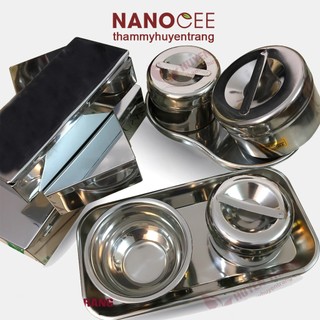 Dung Cu Spa, Y Tế: Khay Quả Đậu, Hộp Inox Chữ Nhật Có Nắp, Bát Inox, Trụ Đựng Panh Kéo