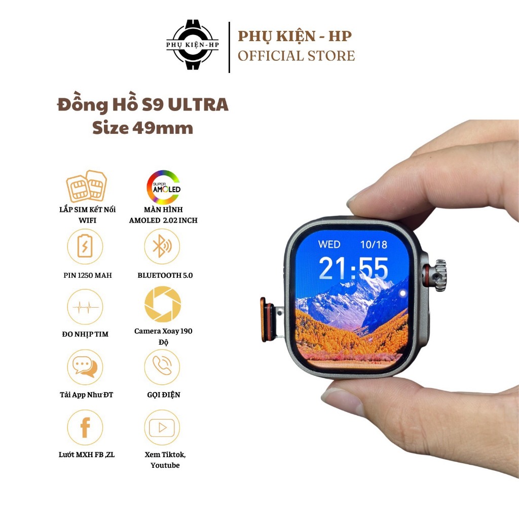 Đồng Hồ S8 Ultra 49mm Đa Chức Năng, Bộ Nhớ 16gb, Lắp Sim 5G Nghe Gọi Độc Lập, Dùng Được FB, Lướt Web Mới Nhất Hiện Tại