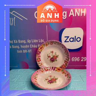 Đĩa nhựa sâu lòng, đĩa quán nhậu, đĩa nhựa melamine sâu lòng, Đĩa sâu lòng -trắng hoa văn