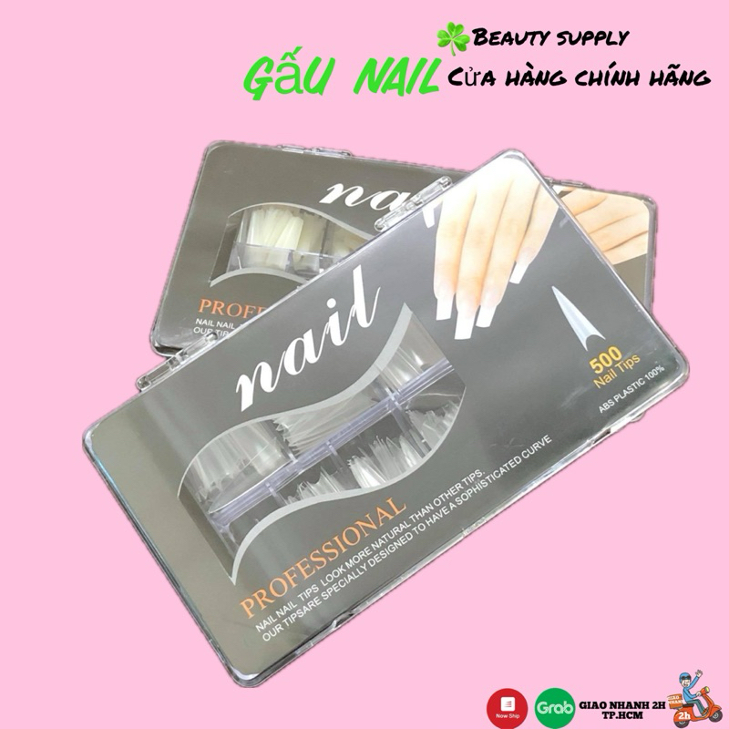 Móng típ- móng nối nhọn dài và típ than hộp 500 móng ( Gấu Nail)