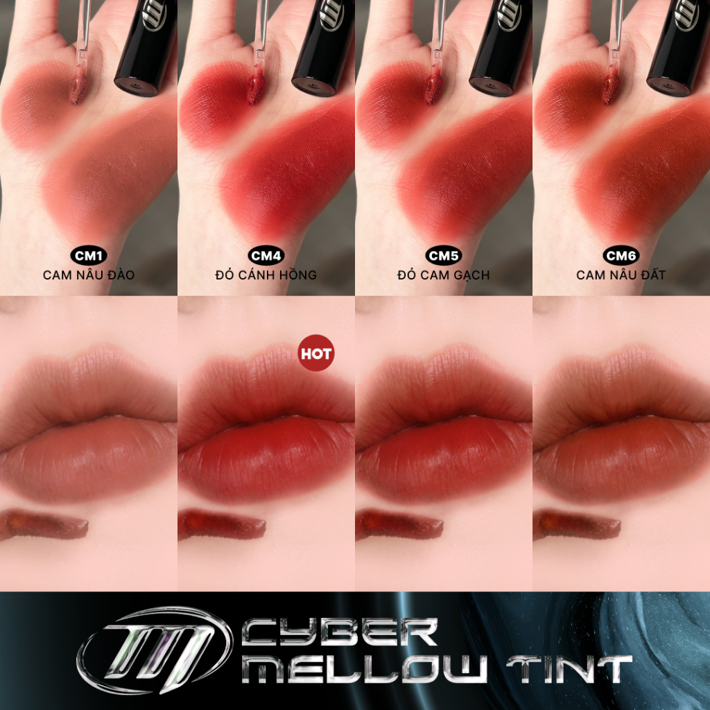 [NEW BY AI] Son Kem Lì, Mịn Mượt Nhẹ Môi, Bền Màu Merzy Cyber Mellow Tint 4g