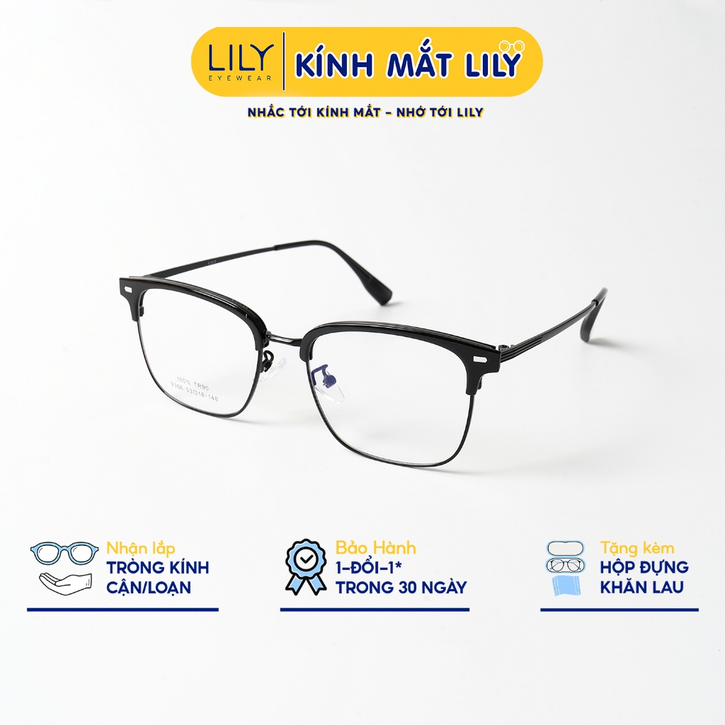 Gọng kính chữ nhật nam nữ LILYEYEWEAR càng thanh mảnh nhẹ nhàng kiểu dáng thời trang 9386