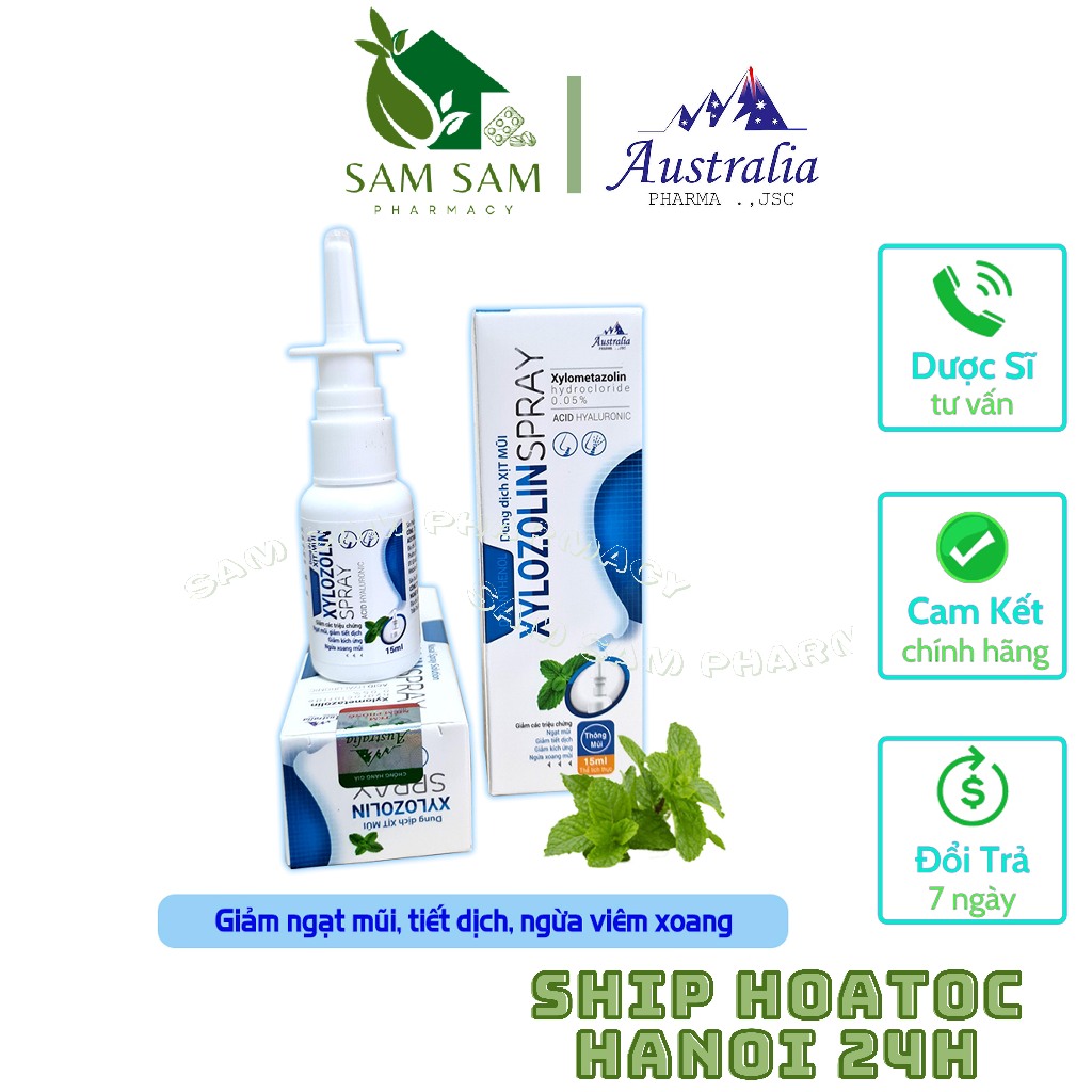 Dung Dịch xịt mũi XYLOZOLIN SPRAY - Giảm ngạt mũi, tiết dịch mũi - Lọ 15ml