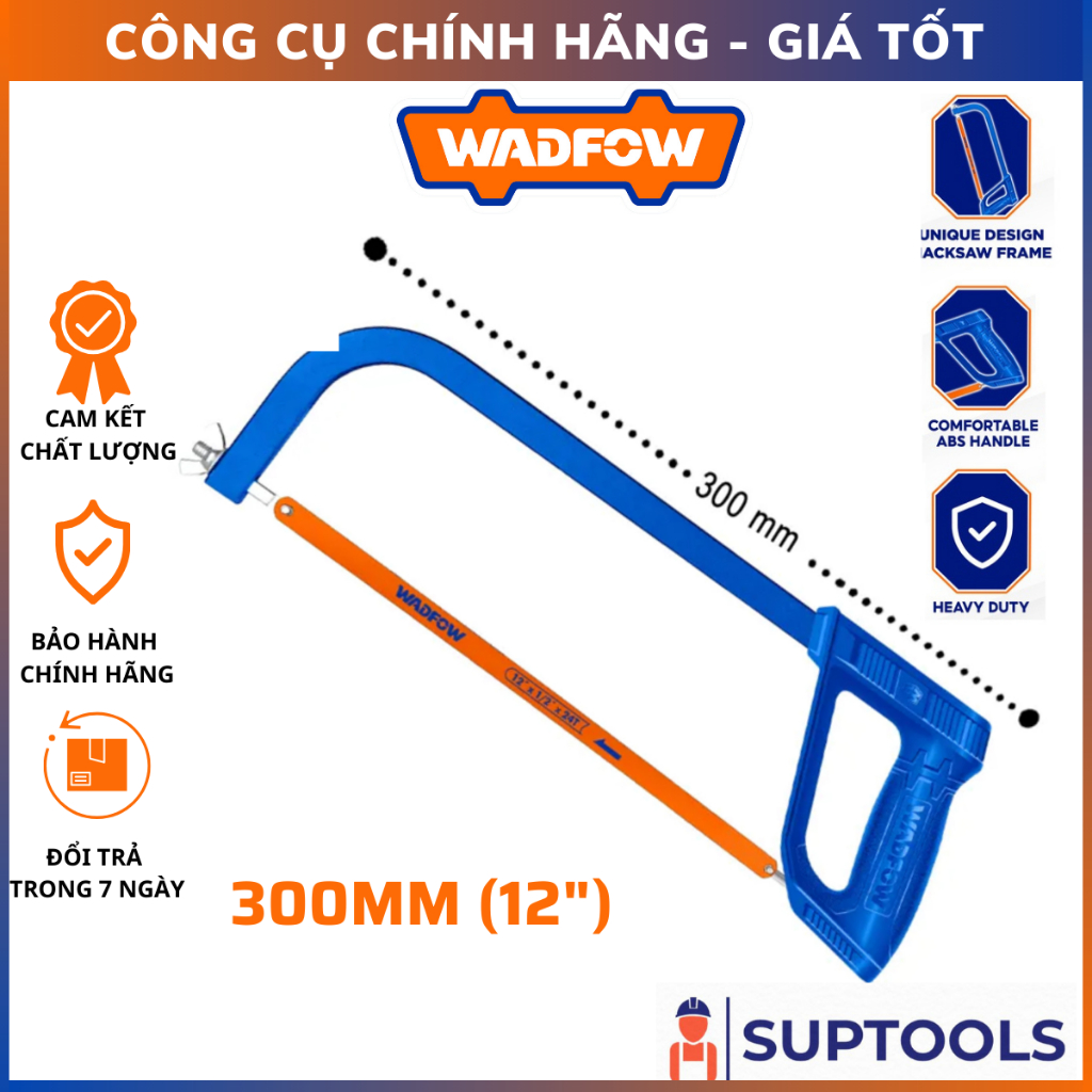 Khung cưa sắt 300mm 12inch  WADFOW WHF3138 cưa sắt cầm tay ABS thoải mái Lưỡi cưa bằng thép 65Mn [Đồ nghề chính hãng]