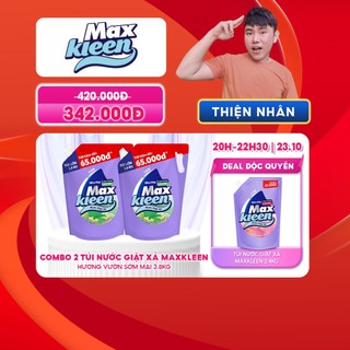 Combo 2 Túi Nước Giặt Xả Maxkleen Hương Vườn Sớm Mai 3.8kg tặng  1 Túi nước giặt xả MaxKleen 2.4kg