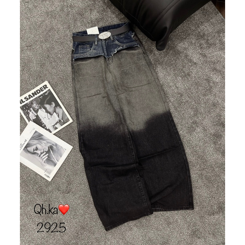 Quần jean loang ống suông QC