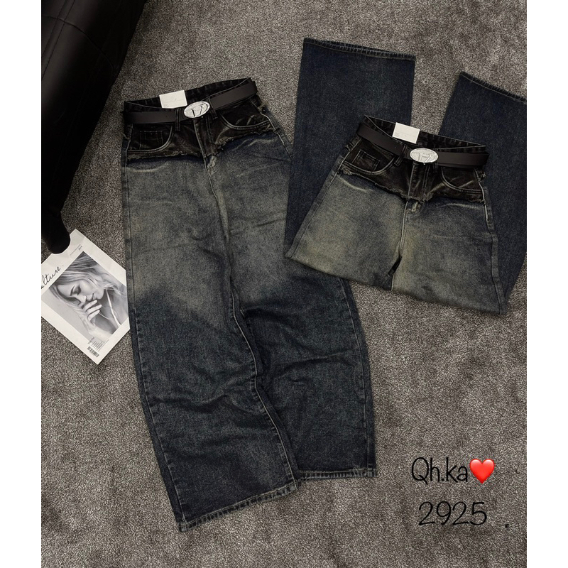 Quần jean loang ống suông QC