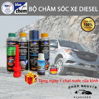 bộ 4 bảo dưỡng động cơ dầu diesel Bluechem vệ sinh buồn đốt , động cơ , nhiên liệu ,bầu lọc, kim phun