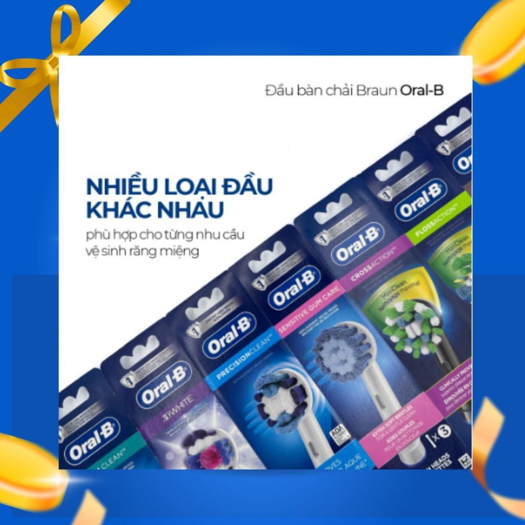 Đầu Bàn Chải Điện Oral-B Braun Cho Người Lớn - Thay thế phù hợp mọi loại bàn chải của Oral-B