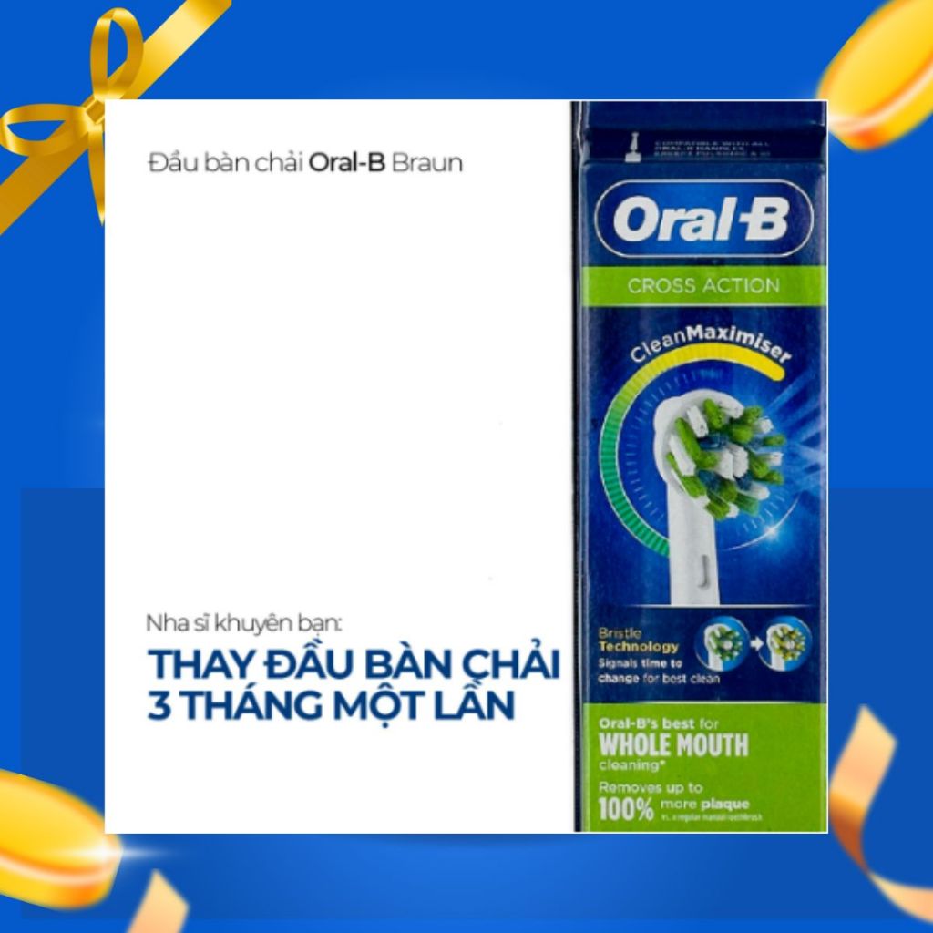 Đầu Bàn Chải Điện Oral-B Braun Cho Người Lớn - Thay thế phù hợp mọi loại bàn chải của Oral-B
