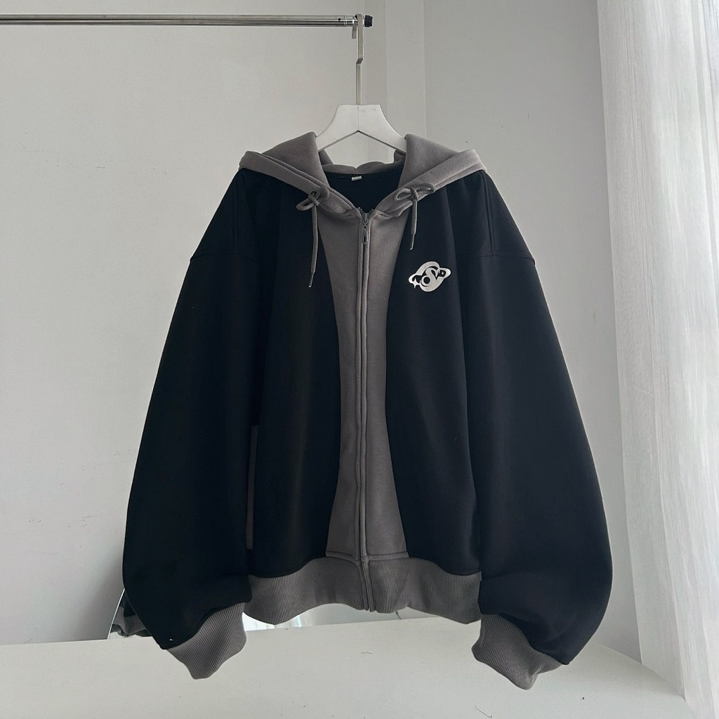 Áo Khoác Hoodie Logo S Form Boxy Nam Nữ Chất Nỉ Bông Dày Dặn Cá Tính_SSSTore
