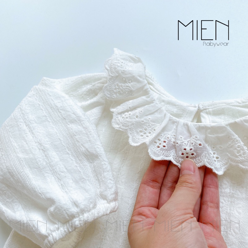 Set yếm dài nhún ngực kèm khăn tam giác MIEN cho bé