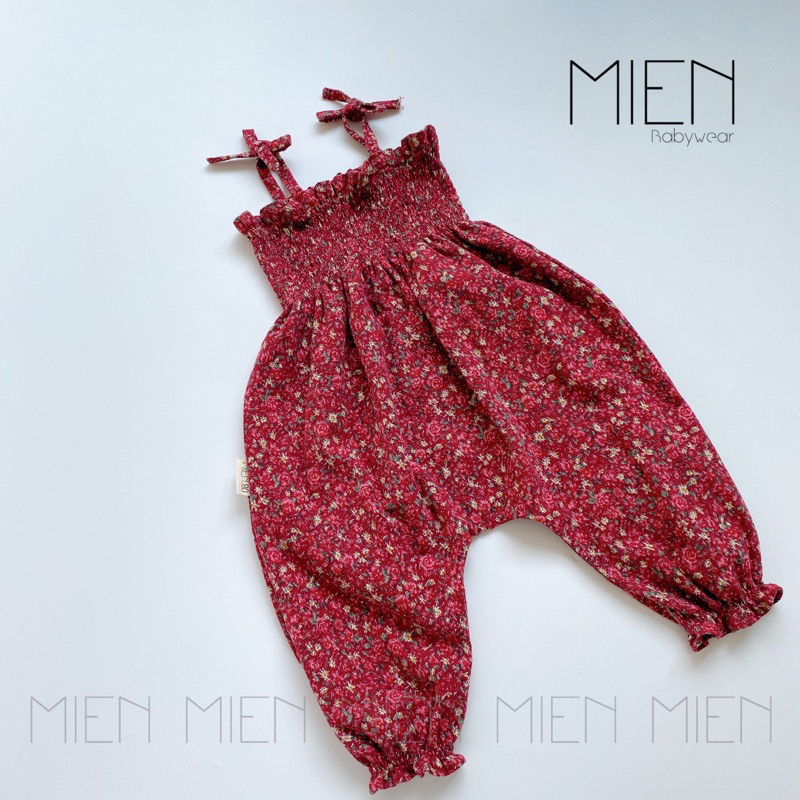 Set yếm dài nhún ngực kèm khăn tam giác MIEN cho bé