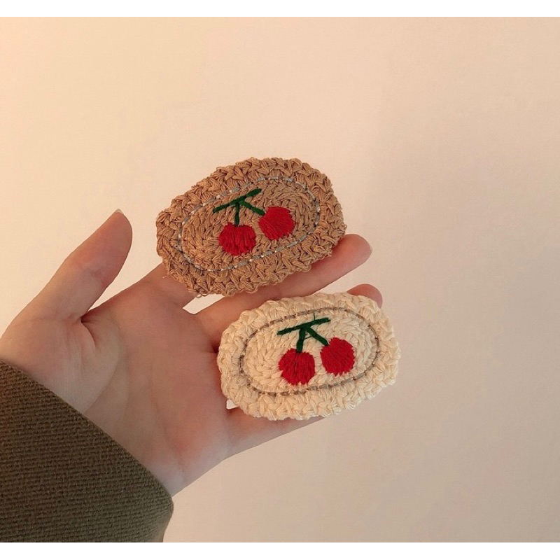 Kẹp tóc hình cherry hàng Quảng Châu bằng len kẹp tóc mái chống đau đầu