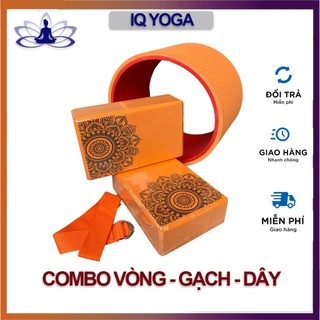COMBO vòng yoga 20cm - gạch tập yoga - dây hỗ trợ yoga