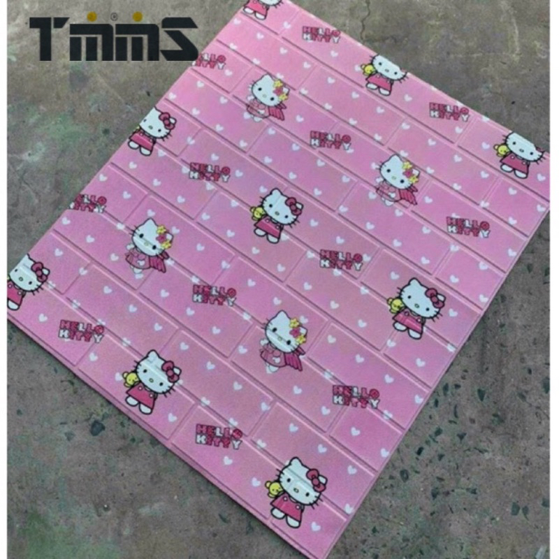[Combo 20 tấm] Xốp dán tường hellokitty hồng 70x40cm dày 4mm có keo sẵn cách âm cách nhiệt