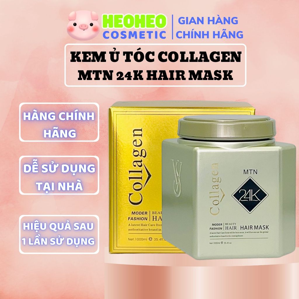 Kem hấp tóc ủ tóc vàng 24k Collagen Luxury Hair Mask 1000ML mềm mượt tóc hương thơm tự nhiên