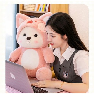 Gấu bông coslay mèo lena,mèo dudu hồng siêu đáng yêu