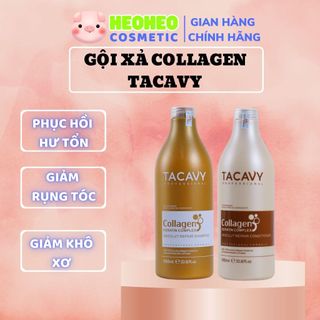 Cặp dầu gội xả TACAVY Collagen 1000ML-Dầu gội dầu xả hương thơm nước hoa phục hồi tóc khô xơ hư tổn gãy rụng Heo