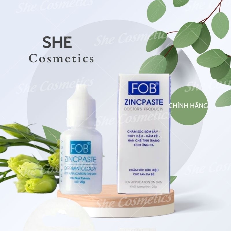Zincpaste FOB 25g - Chống Rôm Sảy, Hăm Kẽ, Nước Ăn Chân, Thủy Đậu Và Các Tổn Thương Nung Mủ, Rỉ Dịch