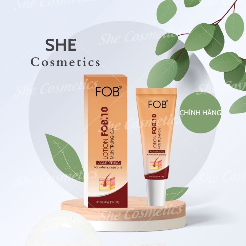 Chấm Mụn FOB 10 Lotion 10g - Giảm Mụn Đầu Đen, Mụn Mủ Viêm, Mụn Ẩn