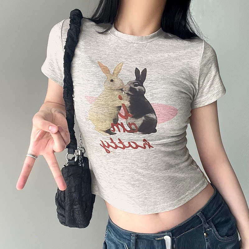Áo thun ôm cổ tròn in hình THỎ dễ thương chất thun co giãn 4 chiều - Chinh Trần Store