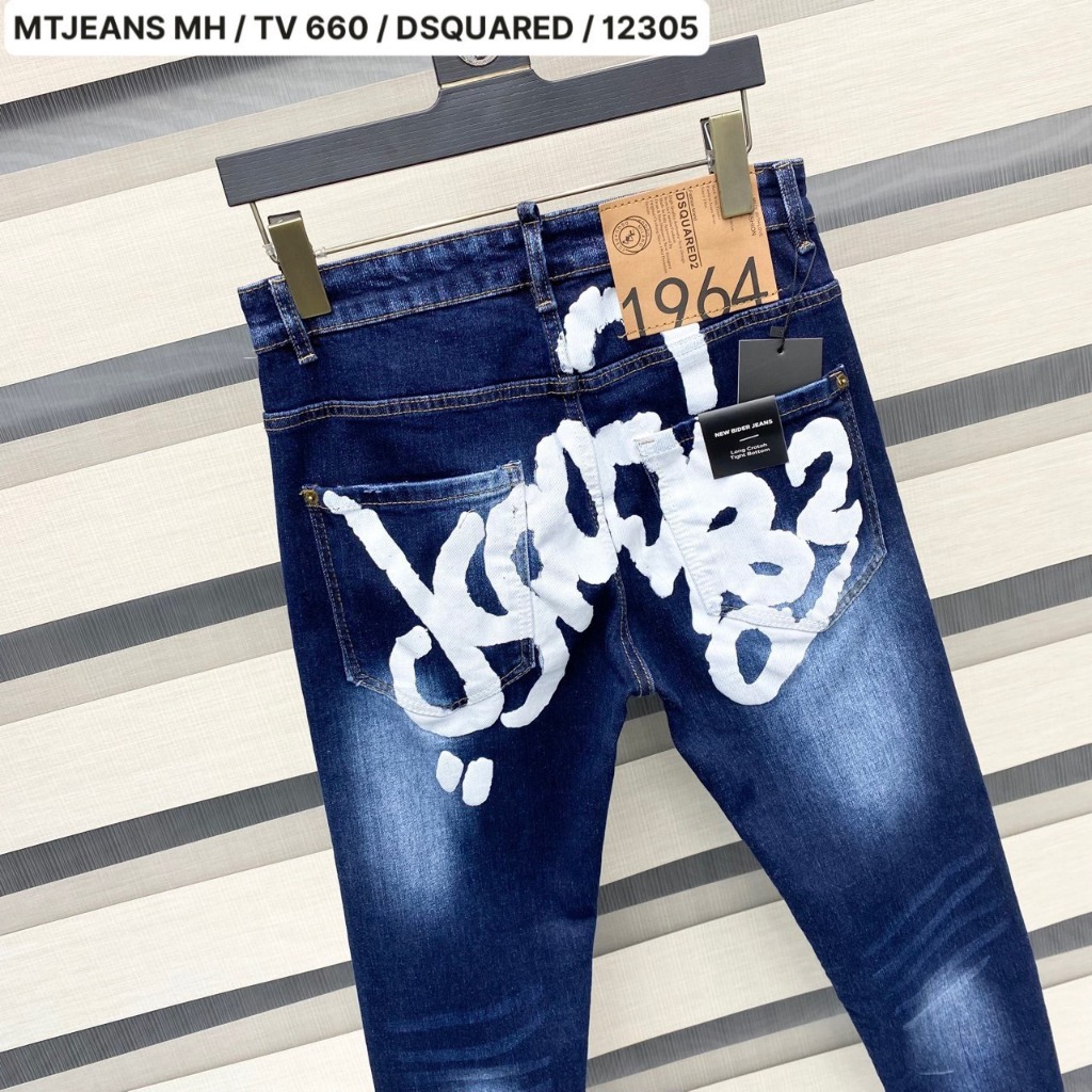 Quần Jeans DSQ Nam Thêu Logo Hình Siêu Chất - Quần DSQ Nam Vẩy Sơn Cao Cấp Hót 2023