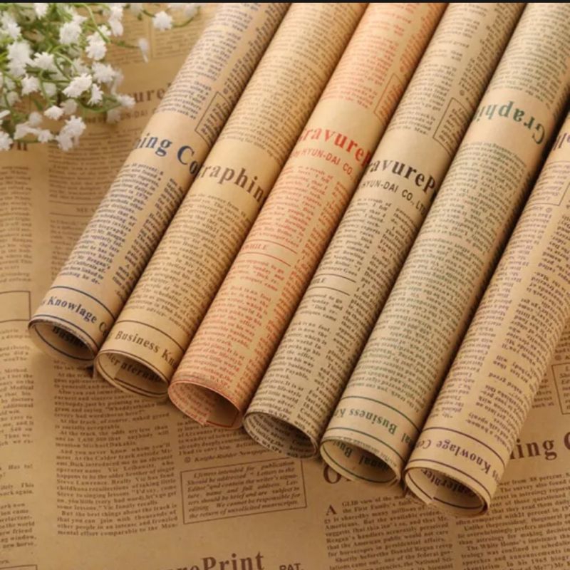 COMBO 10,20,50 TỜ GIẤY báo chữ bó hoa,bọc quà,DECOR chất liệu dày chống thấm nước