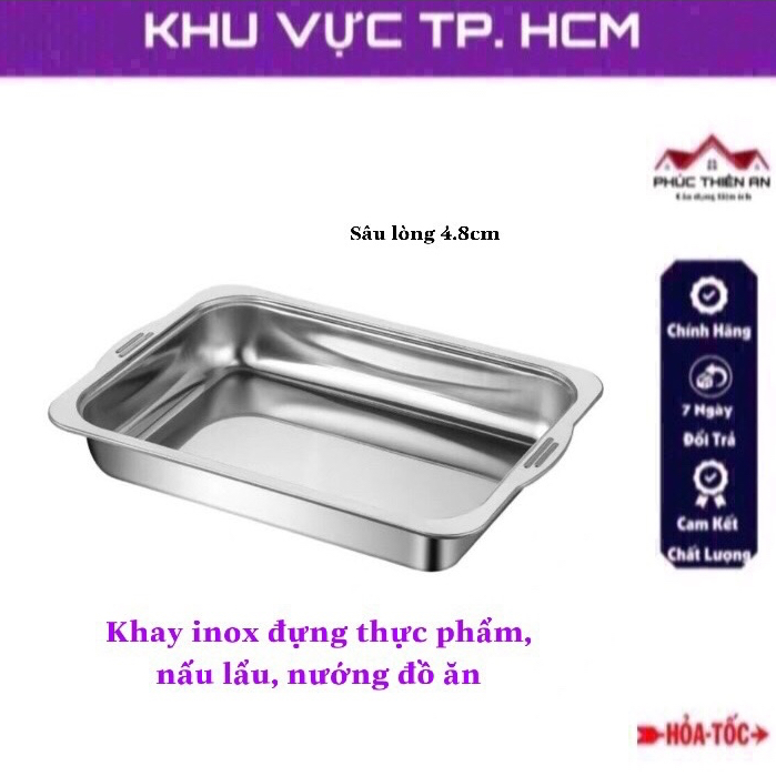 Khay inox đựng thực phẩm, nấu lẩu, nướng đồ ăn - đa năng, tiện dụng