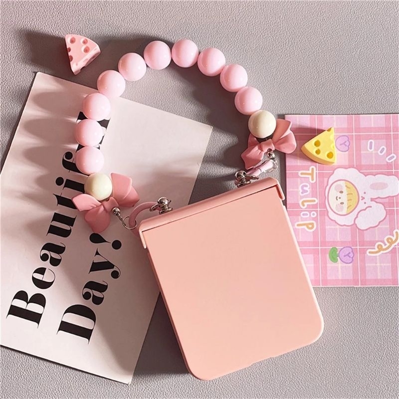 Nhiều màu - Ốp Z Flip5 - Z Flip4 - Z Flip3 - Flip5 5G màu pastel charm em bé kèm dây nơ và thanh bảo vệ bản lề