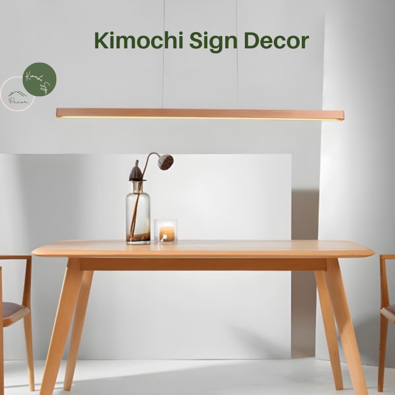 Đèn treo trần, đèn thả decor phòng bằng gỗ tự nhiên thanh vuông Kimochi Sign