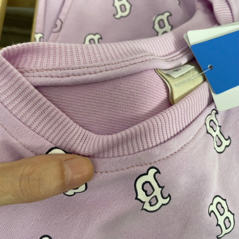 Bộ nỉ da cá hoạ tiết chữ B Mlb màu tím cho bé gái size từ 12-35 cân