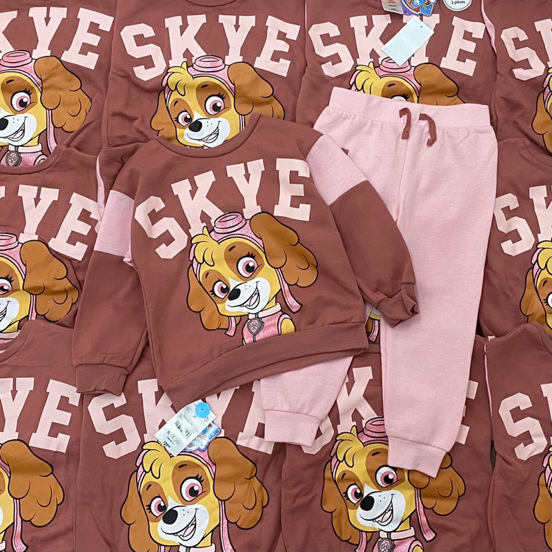 Set bộ nỉ và Váy Chó đội trưởng cho bé gái siêu xinh size từ 12-18 cân