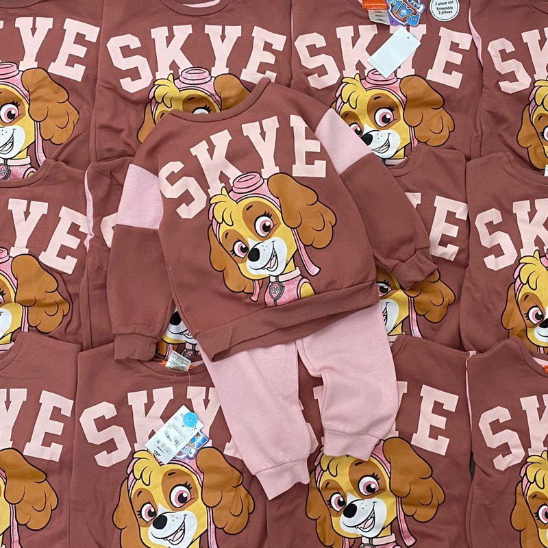 Set bộ nỉ và Váy Chó đội trưởng cho bé gái siêu xinh size từ 12-18 cân