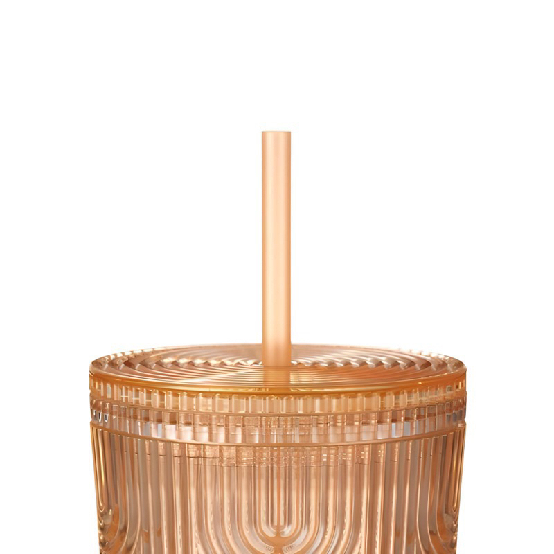 LY STARBUCKS COLD CUP 24OZ  PLASTIC GRADIENT ORAGE GREEN WAVE