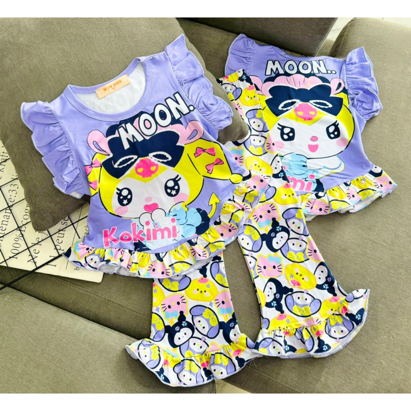 8-22kg | Bộ dài bé gái quần loe VIỀN BÈO, thun lạnh mềm mát