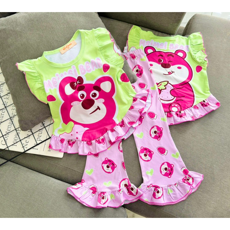 8-22kg | Bộ dài bé gái quần loe VIỀN BÈO, thun lạnh mềm mát